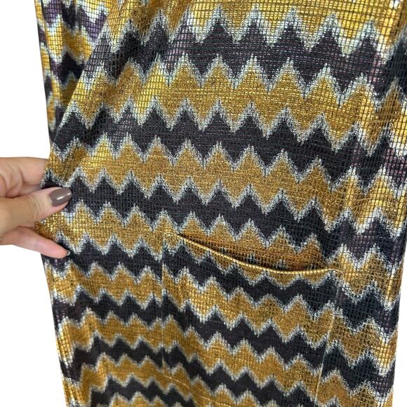 Lularoe Women's Sarah Elegant Collection Gold + Silver Chevron Duster Size XS - Picture 3 of 6